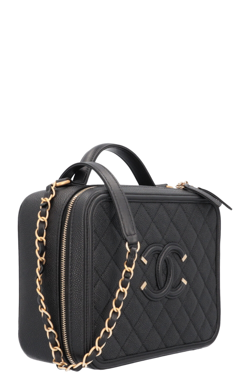 Chanel Gold Quilted Metal  Black Lambskin Mini Vanity Bag  myGemma  FR   Item 120002